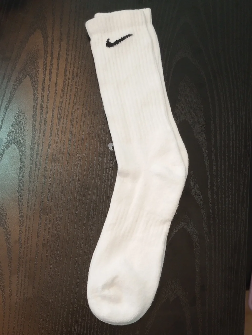 Nike White Crew Athletic Mid-calf Socks with Black Swoosh
